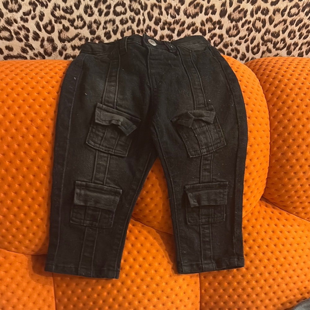 Black denim Cargo Pants